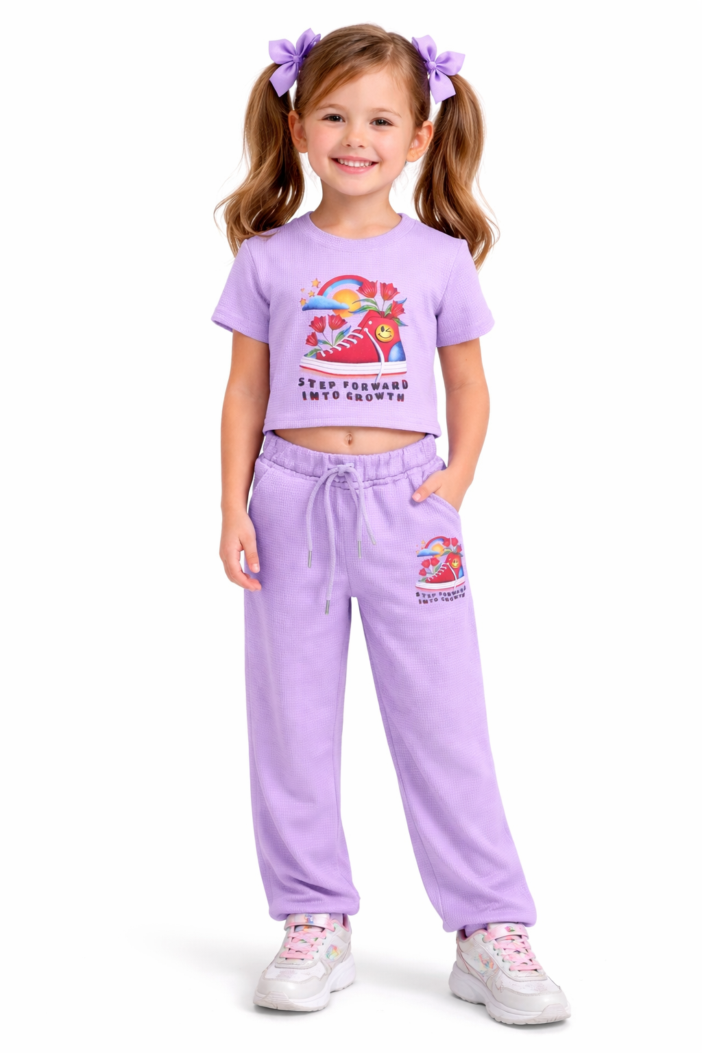 Girls Waffle Knit Pant Set