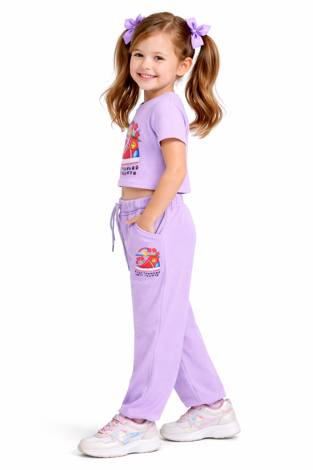 Girls Waffle Knit Pant Set