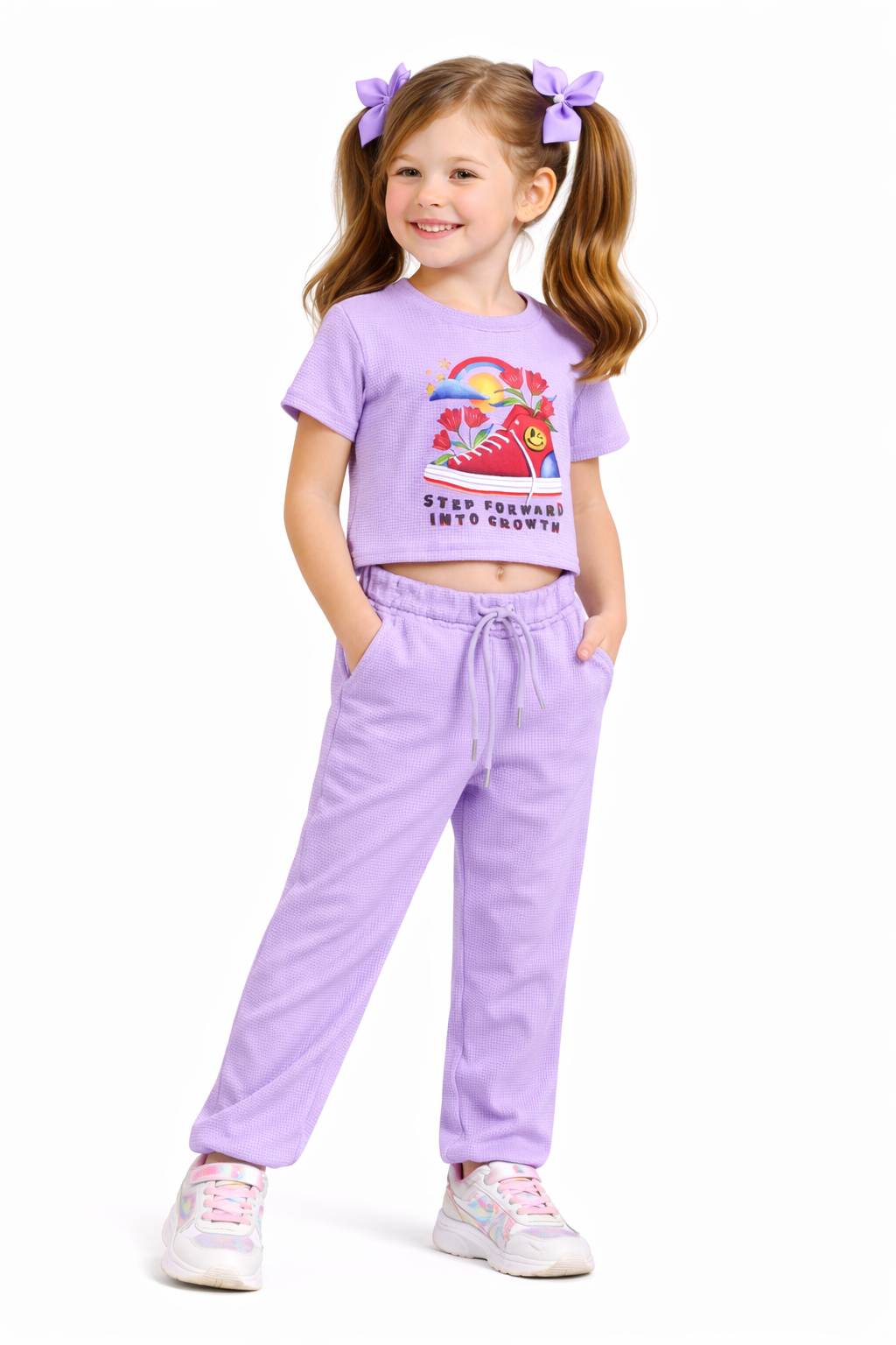 Girls Waffle Knit Pant Set