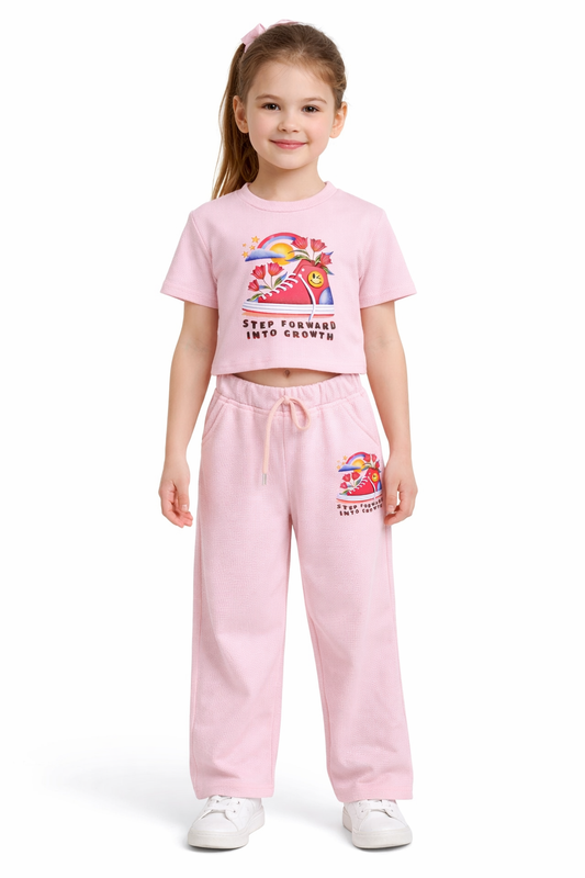 Girls Waffle Knit Pant Set