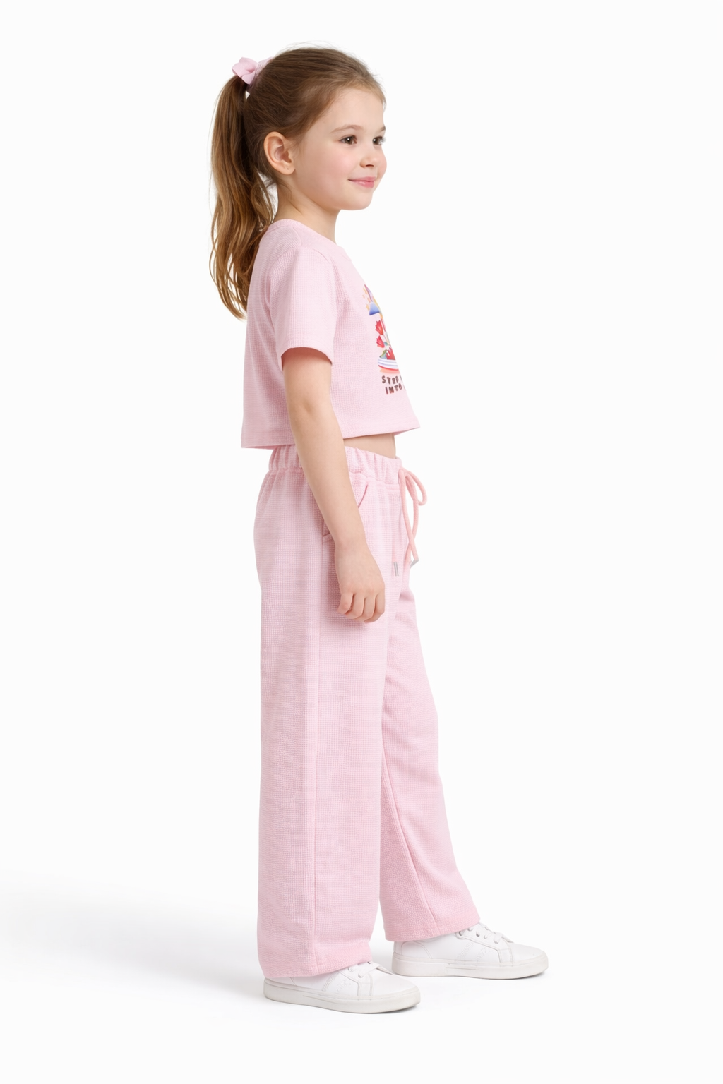 Girls Waffle Knit Pant Set