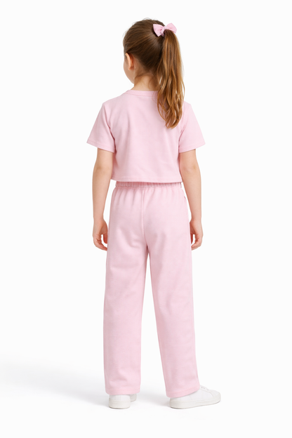 Girls Waffle Knit Pant Set