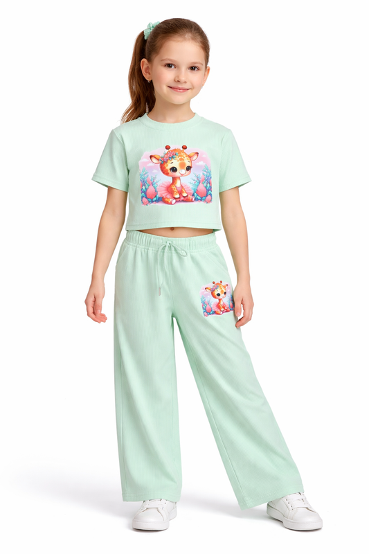 Girls Rib Knit Pant Set